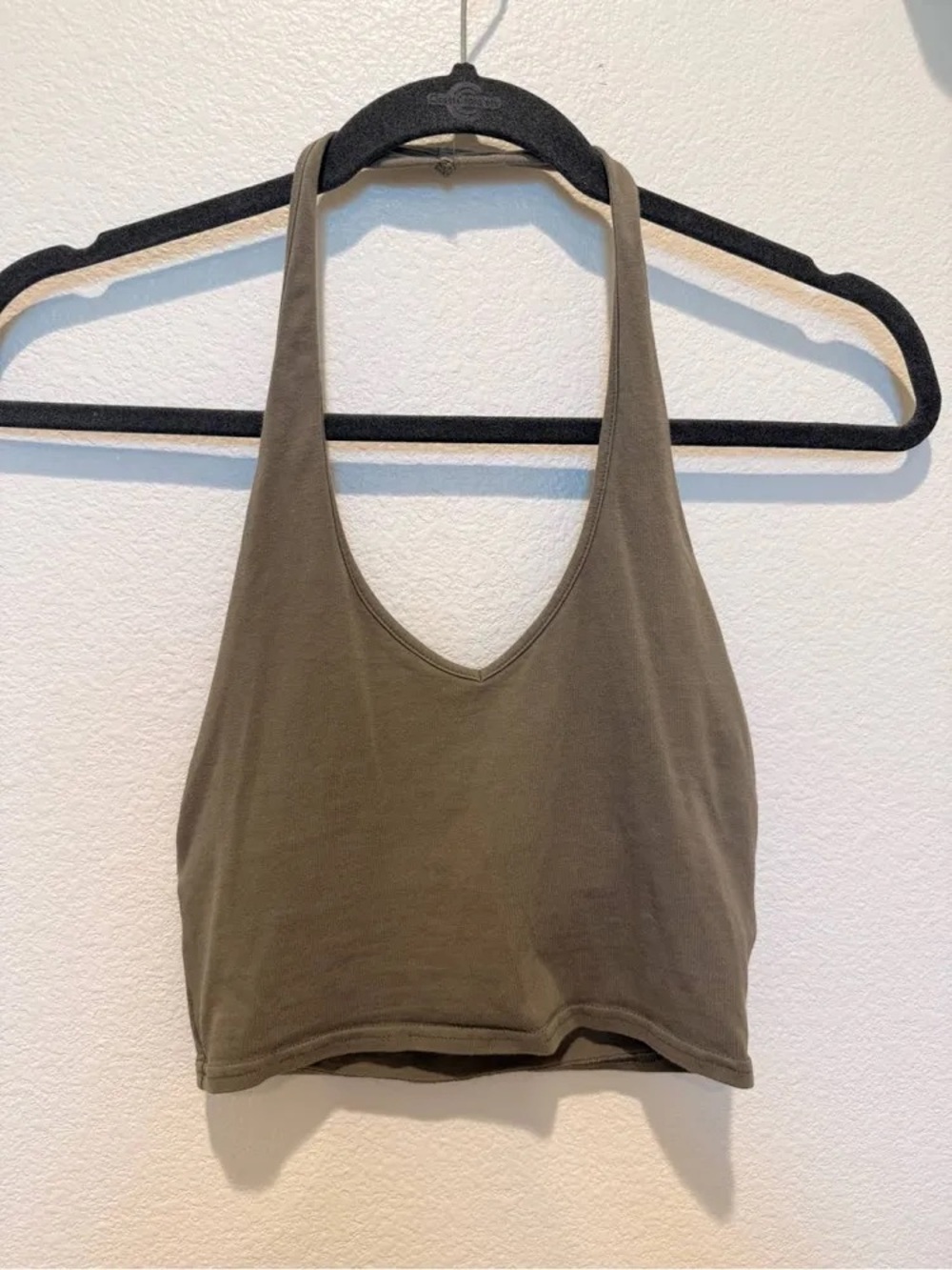 Express Olive Green Halter Crop Top